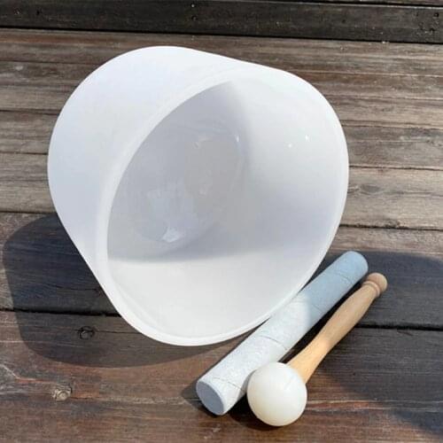 White bowl 8" note D sacral chakra crystal singing bowl for healing