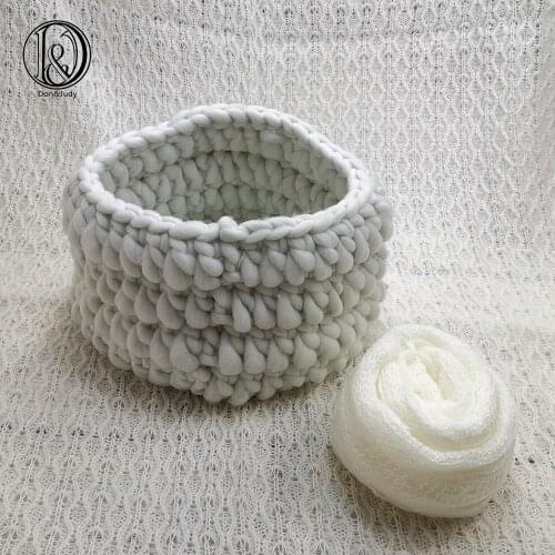 Don&Judy 3pcs/set 150x100cm Fabric Backdrops + Basket Nest + 150x40cm Mohair Wrap Newborn Blanket Background Photo Shoot Prop