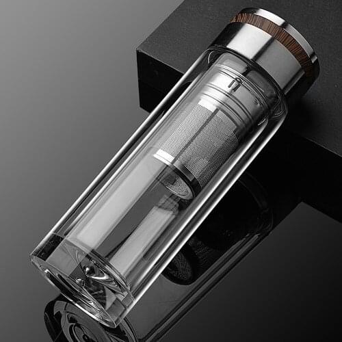 Double-layer glass tea water separation thermos cup business office cup creative water cup travel hot water cup car hot watercup