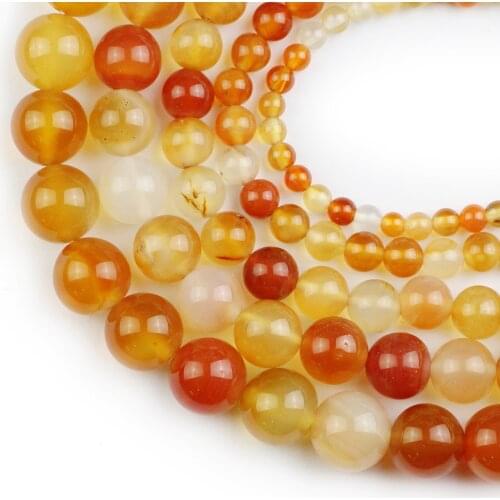 HGKLBB Orange Red Carnelian Natural Stone Beads Round spacer Loose Beads For Jewelry Making 6/8/10/12mm Bracelet DIY Wholesale