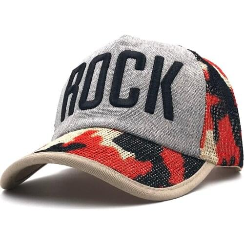 Summer Baseball Cap Women Fashion ROCK Letter Hat For Men Cotton Linen Snapback Hip Hop Casquette Trucker Bone Drake Gorras