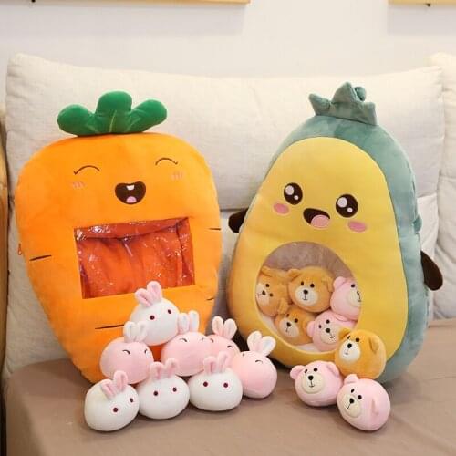 Creative Plush Fruit Toy Strawberry Pillow With Small Ball Inner Cartoon Plush Fruit Banana Avocado Toy For Children Present
