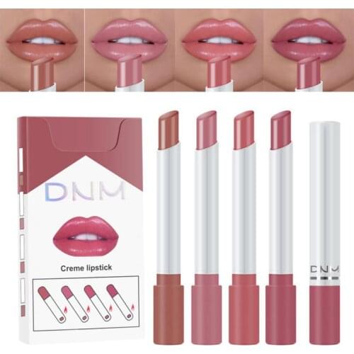 DNM Lipstick Matte Velvet Long-lasting Lip Gloss 4 Color Rose Red Lip Balm Makeup Moisturizing Silky Cosmetics Maquillaje TSLM1