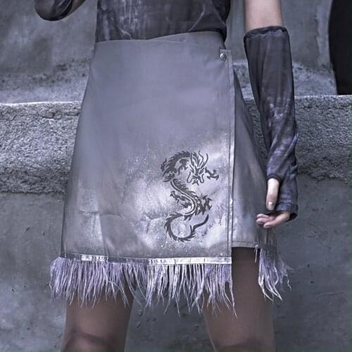 Original Design Mechanical punk Skirt 3M Reflective Dragon print Designer Empire Gothic new Mini Skirts Summer 2020