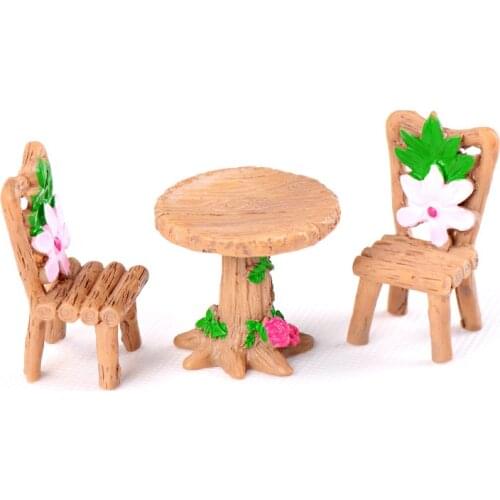1 Table 2 Chairs Desk Miniatura Garden Home Bonsai Decoration Mini Toy Miniature Resin Craft Ornaments Micro Decor DIY Figurines