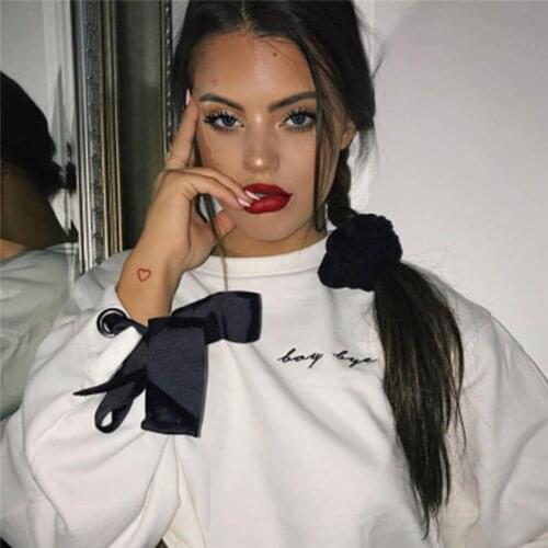 Fashion Solid Harajuku Basic Sweatshirt Women 2021 Autumn Loose O-Neck Long Sleeve Stretch Crop Top Pullovers