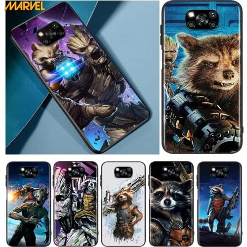 Rocket Raccoon Marvel for Xiaomi Poco X3 NFC X2 M3 M2 F2 F3 Pro C3 F1 A2 Lite Mix3 Play Silicone Soft Black Phone Case