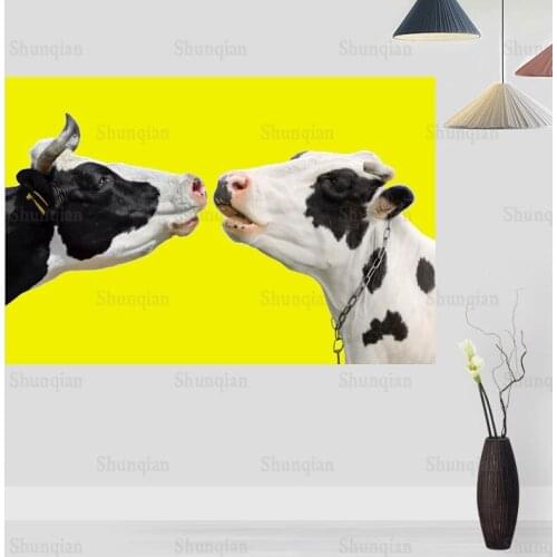 New Cow Animal Posters On The Wall Modern Anime/Movie/Abstract Rectangle Poster Silk Fabric Cloth Wall Art Unframed 0422