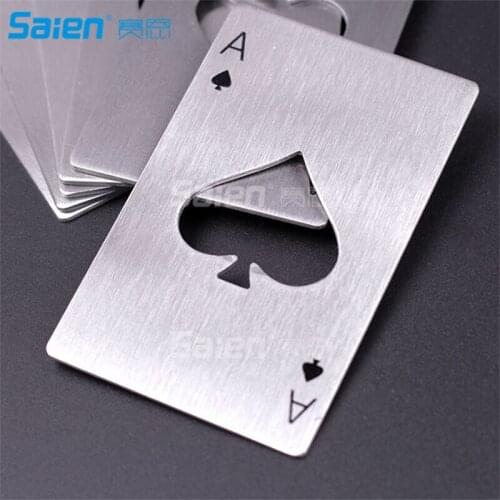 New Bar Tool Bottle Soda Beer Cap Opener Gift Playing Card Ace of Spades Poker Credit Card Size Casino Bottle Opener
