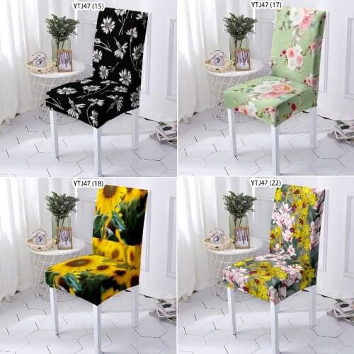 Sunflower peony flower print dinning chair dinner table and chairs office chair bench cover chair cushion cover chair cover Home