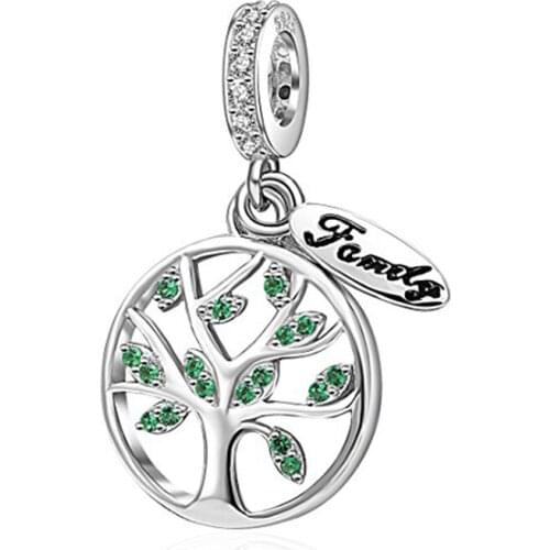 BESTLYNUY Family Tree Charms Bead Authentic 925 Sterling Silver Tree of Life Family Charms Pendant fit Original Pandora bracelet