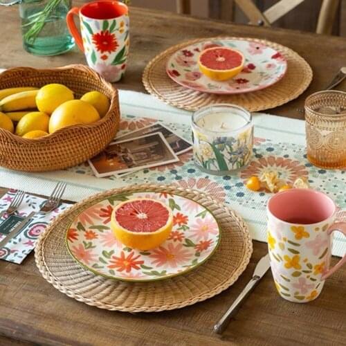 Home-use Dishes Compote Reutilisable Creative Personality Art Ceramic Flower Utensilios De Cocina Ceramic Pasta Flat Household