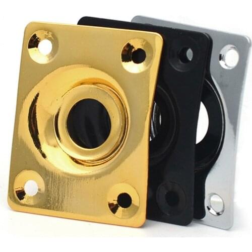 Rectangular Jack Plate Square Style Plate Guitar Bass For Les Paul Tele Style Electric Guitar Chrome With Screws Guitar Parts