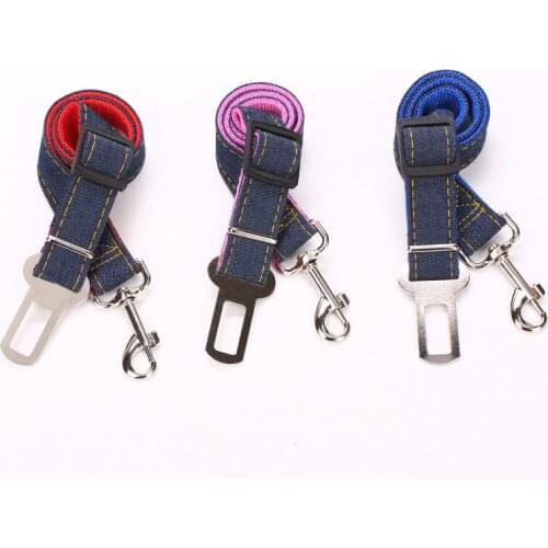 Adjustable Dog Seat Belt Jeans Pet Dog Cat Safety Leads Car Vehicle Chain Harness Seatbelt Dogs Pets Accessories Dog Stuff