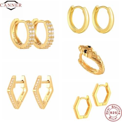 925 Sterling Silver Personality Creative Snake Small Hoop Earrings for Women Gold Silver color Geometric Circle Earrings Jewelry