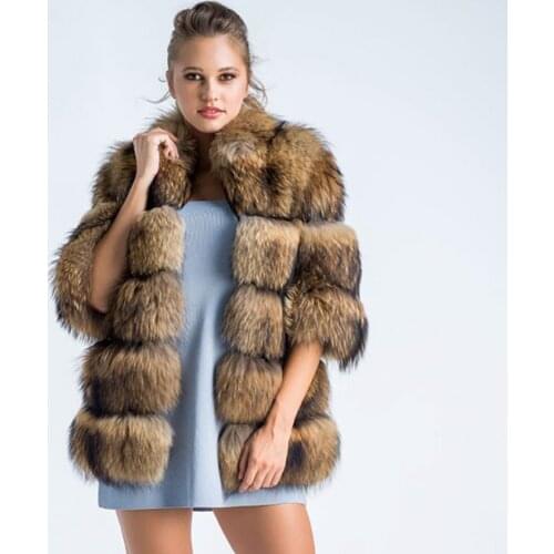 Natural Raccoon Fur Coat Women Winter Jacket Real Fur Coat Warm Fashion Overcoat Plus Size Jacket 2021 New