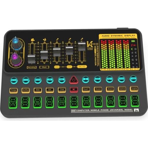 SK500 English Version of Mobile Phone Computer Sound Card Karaoke Portable Live TIKITOK Voice Changer Device Audio Mixer