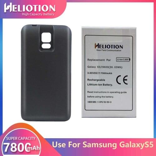 Samsung S5 Battery G9006V G9008V G9009D G9008W G900 EB-BG900BBC 7800mAh Extended Battery with black Case