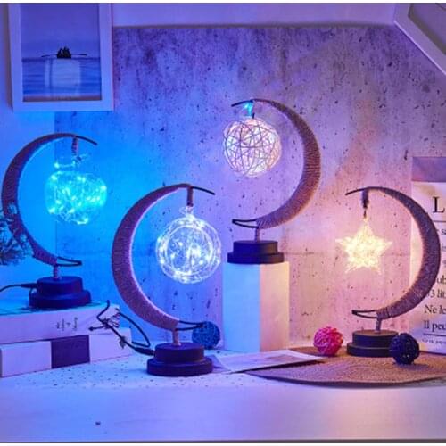 Moon Lamp USB Battery Operated LED Night Lights Star Ball Apple Rattan Ball Night Lamp for Baby Kids Gift DIY Home Decorative