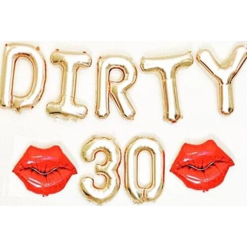 7pcs/set Rose Gold DIRTY 30 Thirty 30th Birthday Party Decoration Sweet Girls Happy Birthday Balloon Event Party Supplies Globos