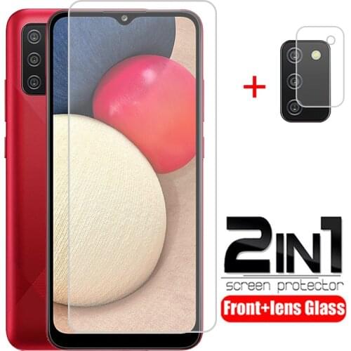 2in1 protective glass For Samsung Galaxy A02S A02 A21S A21 S20fe Screen Tempered Glass For Galaxy A02 S A 12 02 Protective Film