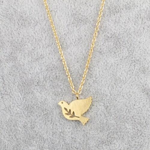 2021 New Fashion Gold Color Branch And Bird Necklaces & Pendants Stainless Steel Chain Charm Necklace For Women Jewelry