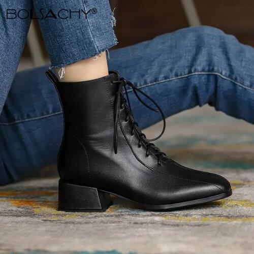 Fashion Women Ankle Boots 2021 Autumn Winter Black Brown Boots Shoes Ladies Casual Square Heels Zip Short Botas de Mujer 33-43