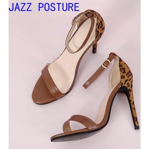 Womens Fashion Office Pumps Leopard Print Sandals Stilettos Evening Shoes Straps and Buckles Spicy Shoes Party Sandals w084