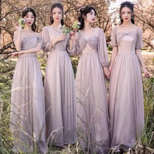 Bridesmaids Dresses Illusion Short V-Neck Pleat Crystal Lace Tulle Spaghetti Straps Luxury Pink Women Wedding Party Gown E605