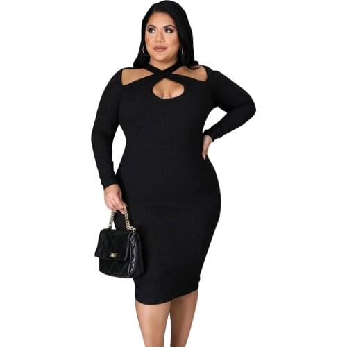 Women Plus Size dress sexy temperament small pit stripe solid dress vestidos de mujer