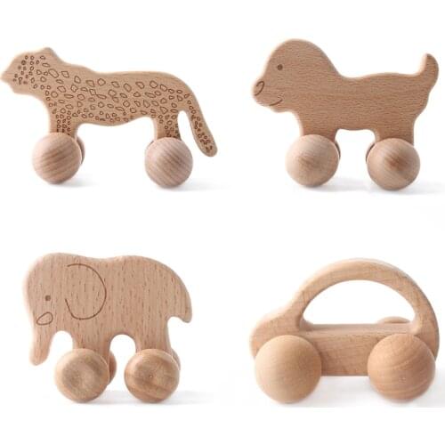 1pc Organic Wooden Car Shape For Babies BPA Free Wood Teether Kids Brain Game Toys Handmade Crafts Gift Custom Logo Nurse Gifts