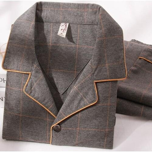 100% Cotton Pijama for Men 2 Pieces Lounge Sleepwear Pyjamas Plaid Spring Bedgown Home Clothes Man PJs Pure Cotton Pajamas Set