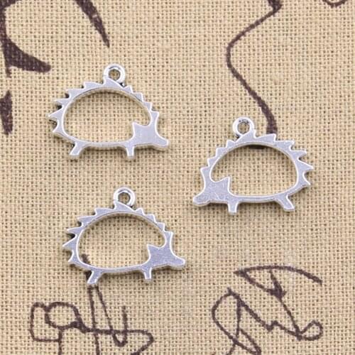 12pcs Charms Hollow Animal Hedgehog Hedgepig 16x21mm Antique Silver Color Pendants Making DIY Handmade Tibetan Finding Jewelry