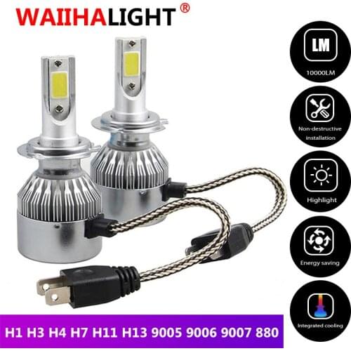 2PCS H7 H3 H4 LED H1 H9 H13 LED Headlights Auto Lamp 9005 9006 9007 880 881 LED Car Light 6000K White 12V Automobile LED Lamp