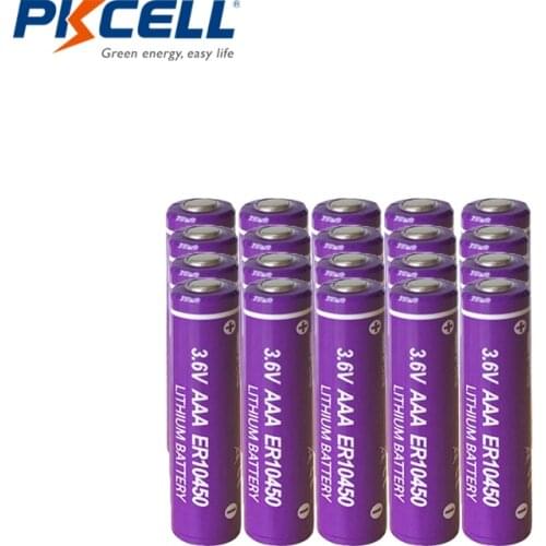 20Pcs PKCELL 10450 Battery 3.6V ER 10450 AAA Lithium Battery ER10450 700mAh Li-SOCl2 3A Battery Batteries Bateria Baterias
