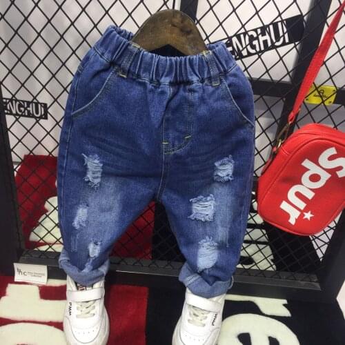 2020 Kids Boys Jeans Fashion Clothes Ripped pants Denim Clothing Children Baby Boy Popular Cowboy Long Trousers AS20