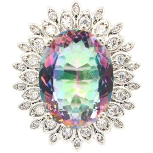 20x20mm SheCrown Anniversary Created White Sapphire For Ladies Wedding Silver Rings Fine Jewelry