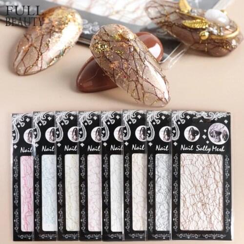 1pc 3D Mesh Nail Sticker Gold Silver Net Line Tape on Nails Holo Adhesive Silk Foil Nail Art Decorations Polish Decals CH1540-1