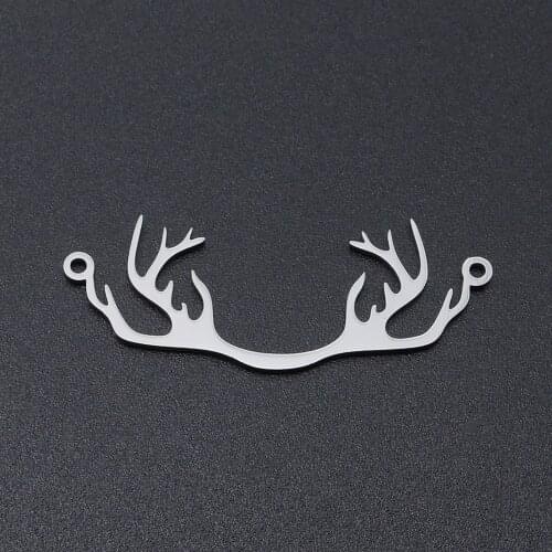 5pcs/lot 100% Stainless Steel Antler Connector Pendants Wholesale Top Quality Jewelry Making Charms
