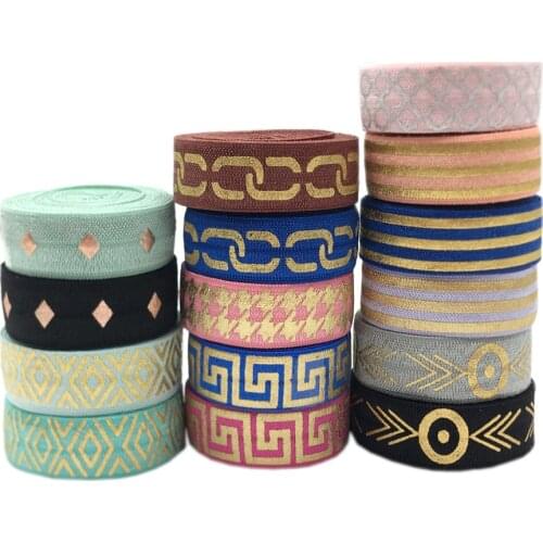 5Yard 15MM Stripe Aztec Print Elastic Band Spandex Ribbon Sewing Trim Hand Bracelet Garment Accessories