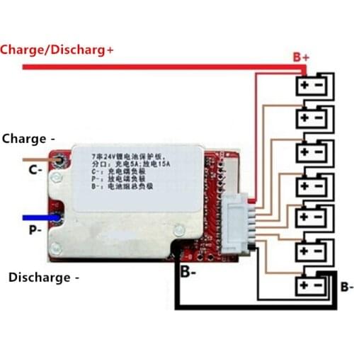 7S 15A Twisted car BMS 24V Ternary lithium battery protection/E-bike bms