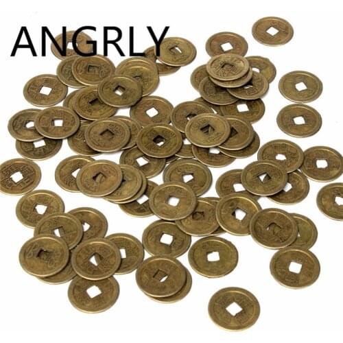 ANGRLY Feng Shui I-ching Coins Fortune Brass Chinese Ancient Feng Shui Lucky Coin Good Fortune Dragon and Phoenix Antique Wealth