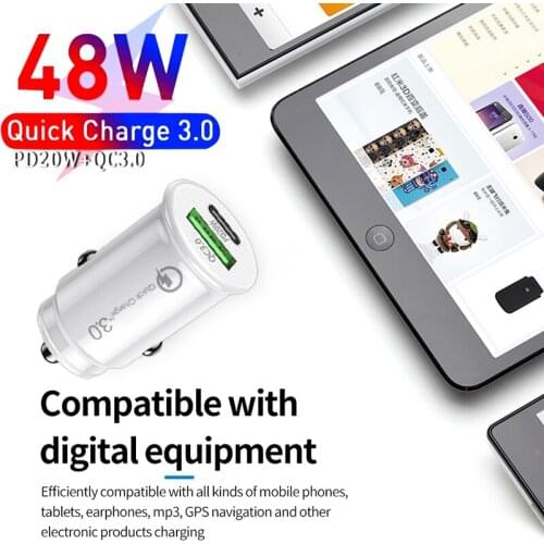 48W Metal Dual USB Quick Charge 4.0 3.0 Car Charger QC4.0 QC3.0 Fast Car USB Charger For iPhone Xiaomi Mobile Phone