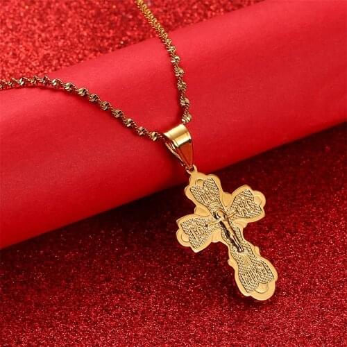 Orthodox Christianity Church Eternal Cross Pendant Necklaces for Women Russia Jewelry Greece Ukraine