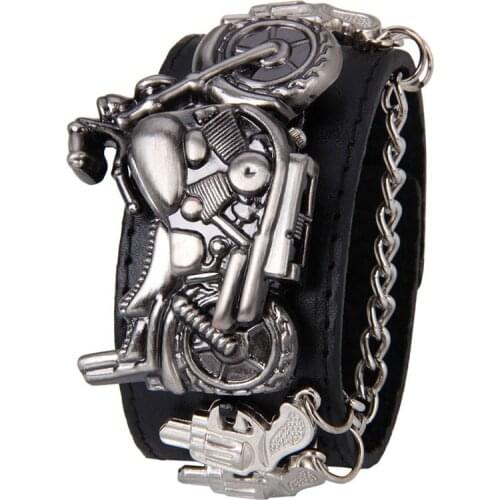 Antique Leather Bracelet Skull Watch Men Wrist Watch Pirate Ship Style Male lover Fashion Quartz Watch women Reloj mujeres