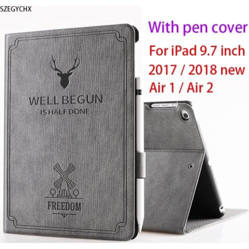 With Pencil Holder Cover For iPad 9.7 case Air 1 air 2 2017 5th 2018 6th Generation Folio Silicone Smart Case Auto Wake Funda