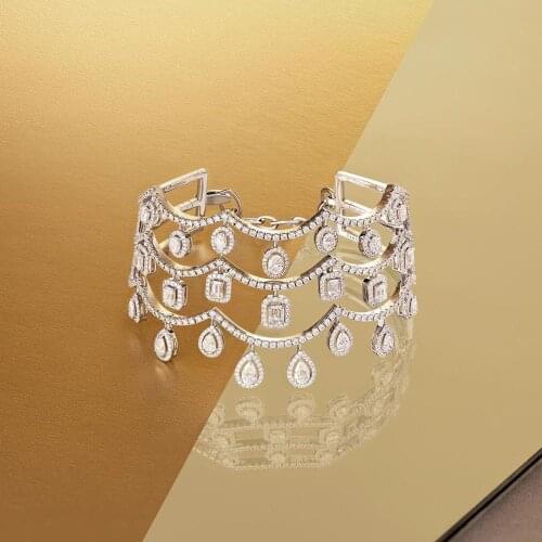 Jankelly water drop designer accessories fashion jewel unique bangle AAA zircon micro pave set hand bracelet
