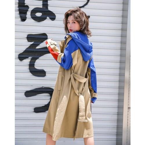 Long Womens Spring and Autumn Casual Long over-the-Knee Loose Trench Coat Long Coat Women