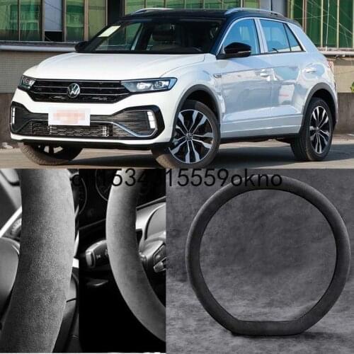 For Volkswagen T-ROC Black Alcantara Suede Car Steering Wheel Cover Car Accessories