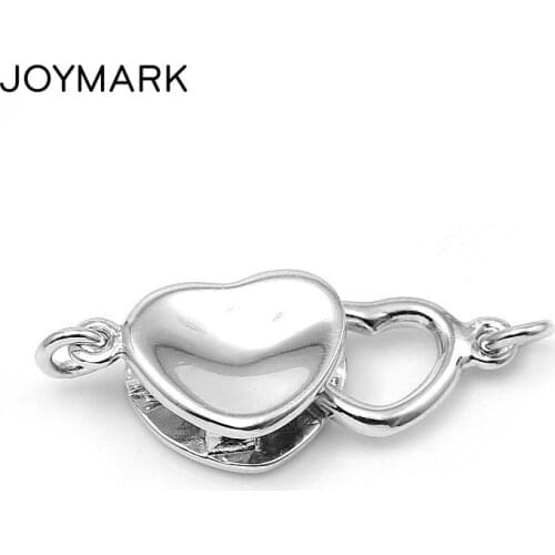 Double Heart 925 Sterling Silver Clasps Connector Jewelry Accessory For DIY Pearl Semi-precious Stone Trendy Jewellery SC-CZ099